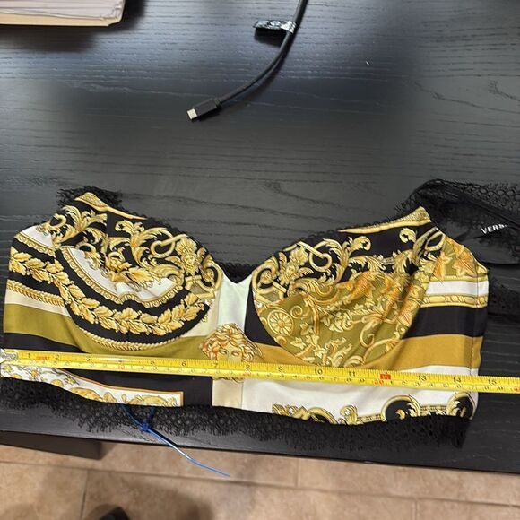 Versace Lace-trimmed printed silk-twill bralette top Medusa - Picture 7 of 8
